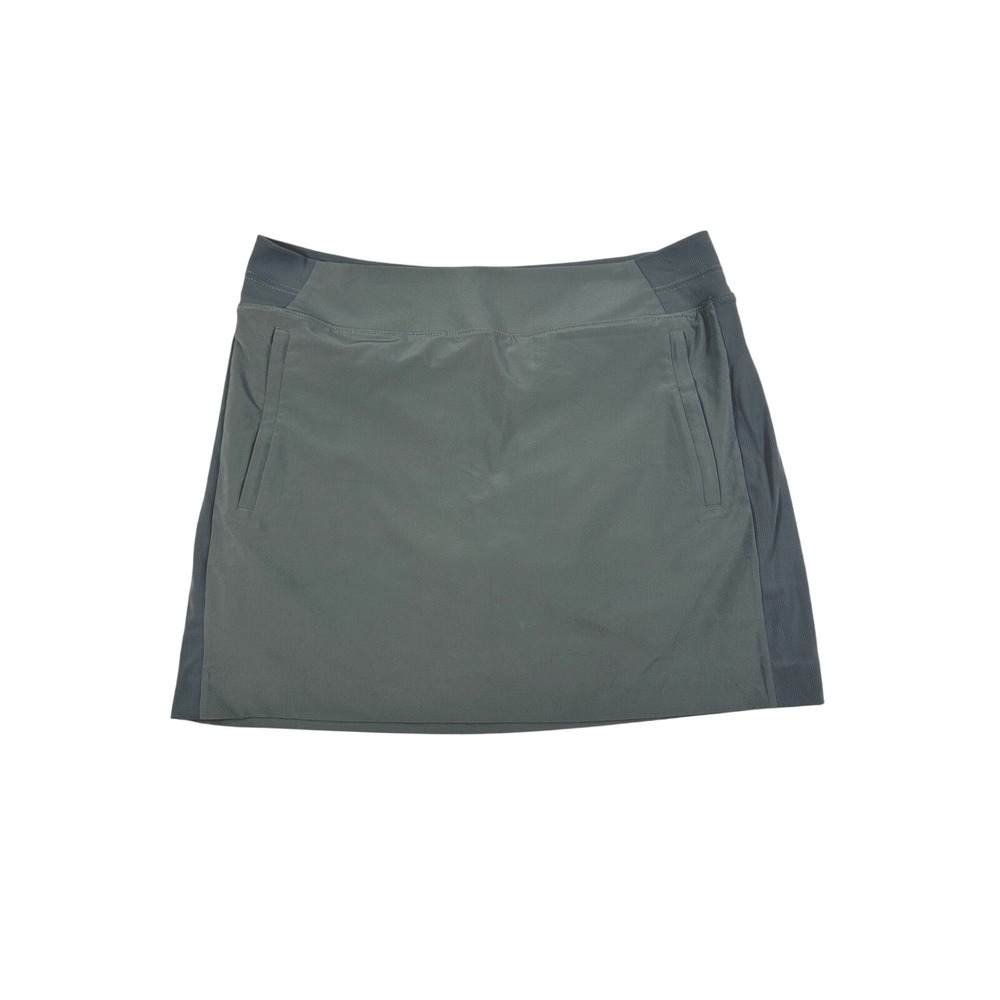 Athleta Womens Gray Active‎ Skort Zipper Pockets Built-in Shorts Size 14